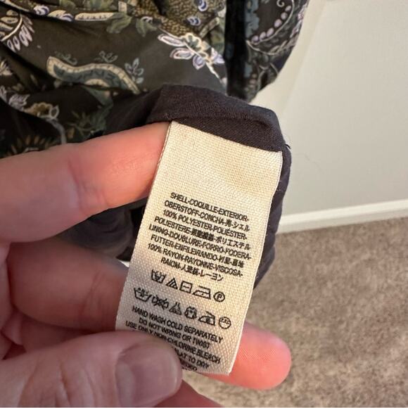 Free People Green Floral Lace Front Long Sleeve Mini Dress Small - Picture 7 of 14